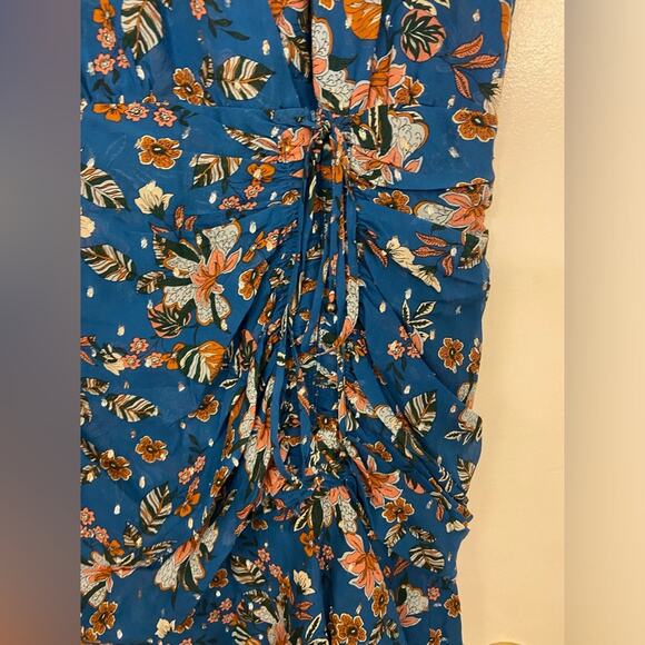 Veronica Beard Dakota Silk Mini Dress Cerulean Blue Multi Size 6 - Picture 6 of 8